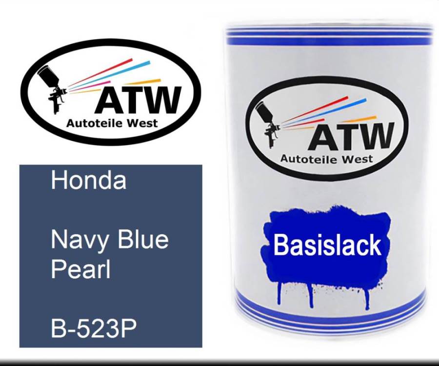 Honda, Navy Blue Pearl, B-523P: 500ml Lackdose, von ATW Autoteile West.